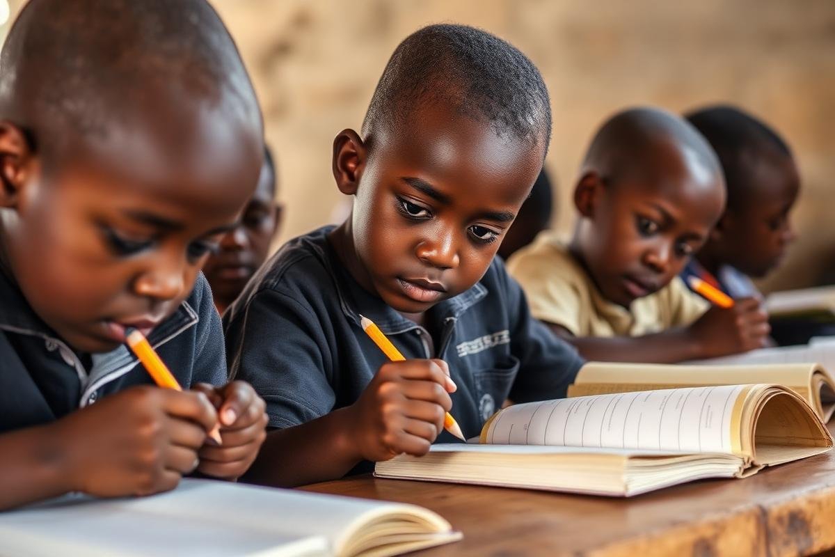 Nigerian children studying
